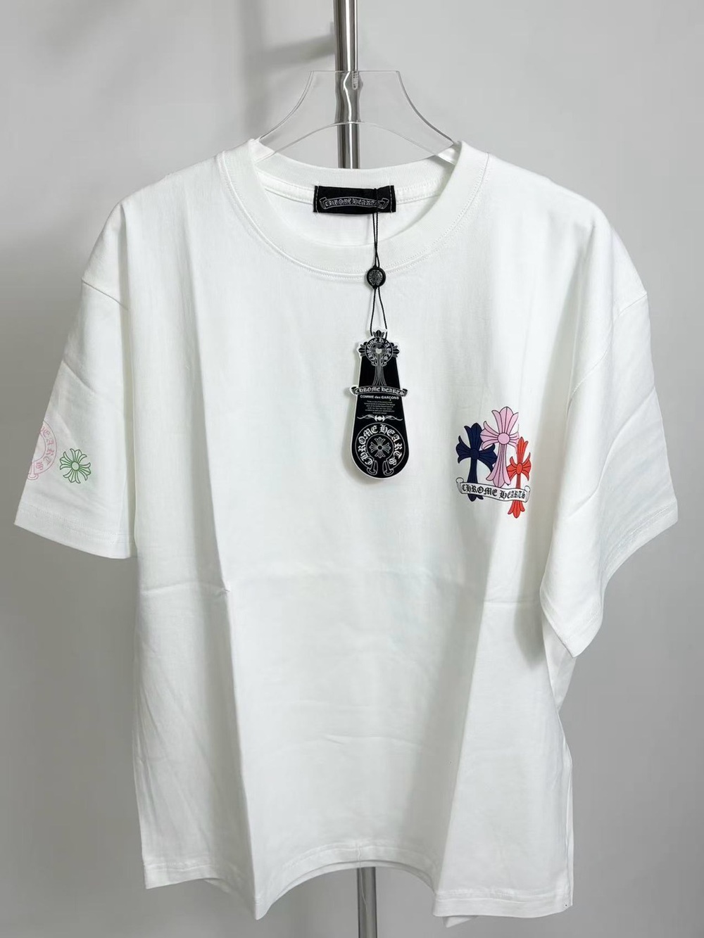 White Chrome Hearts Rainbow Cross Tee